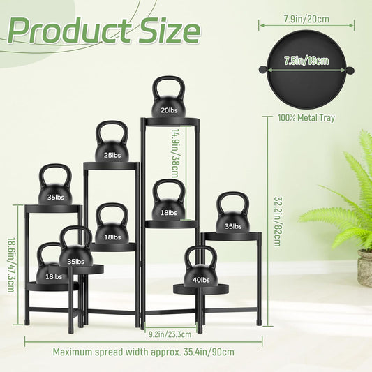 iDavosic.ly Plant Stand Indoor Outdoor, 9 Tier Corner Metal Flower Display Holder Shelf, Folding Tall Orchid Rack for Patio Balcony Porch Garden Living Room House, Black