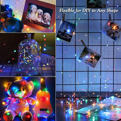 Brizled 2 Pack Each 200 LED 66ff Multicolor Solar Christmas Lights, Colored Solar String Lights 8 Modes Twinkling Fairy Lights with Memory Waterproof Twinkle Lights for Outdoor Garden Party Tree Decor