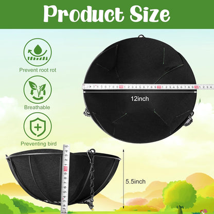 Adnee 3 Pcs 12 Inch Fabric Planter Basket Liner-Felt Flower Pot Liners-Hanging Plant Basket Fiber Insert for Garden Wall Hanging Planter Flower Vegetables(Round)