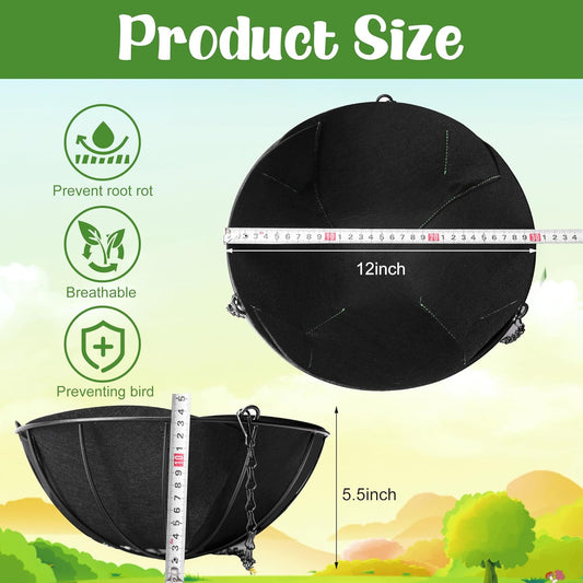 Adnee 3 Pcs 12 Inch Fabric Planter Basket Liner-Felt Flower Pot Liners-Hanging Plant Basket Fiber Insert for Garden Wall Hanging Planter Flower Vegetables(Round)