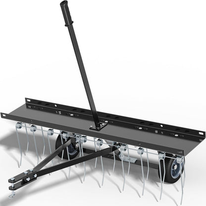 YITAMOTOR 40" Dethatcher Tow Behind Lawn rake Lawn Sweeper,Black
