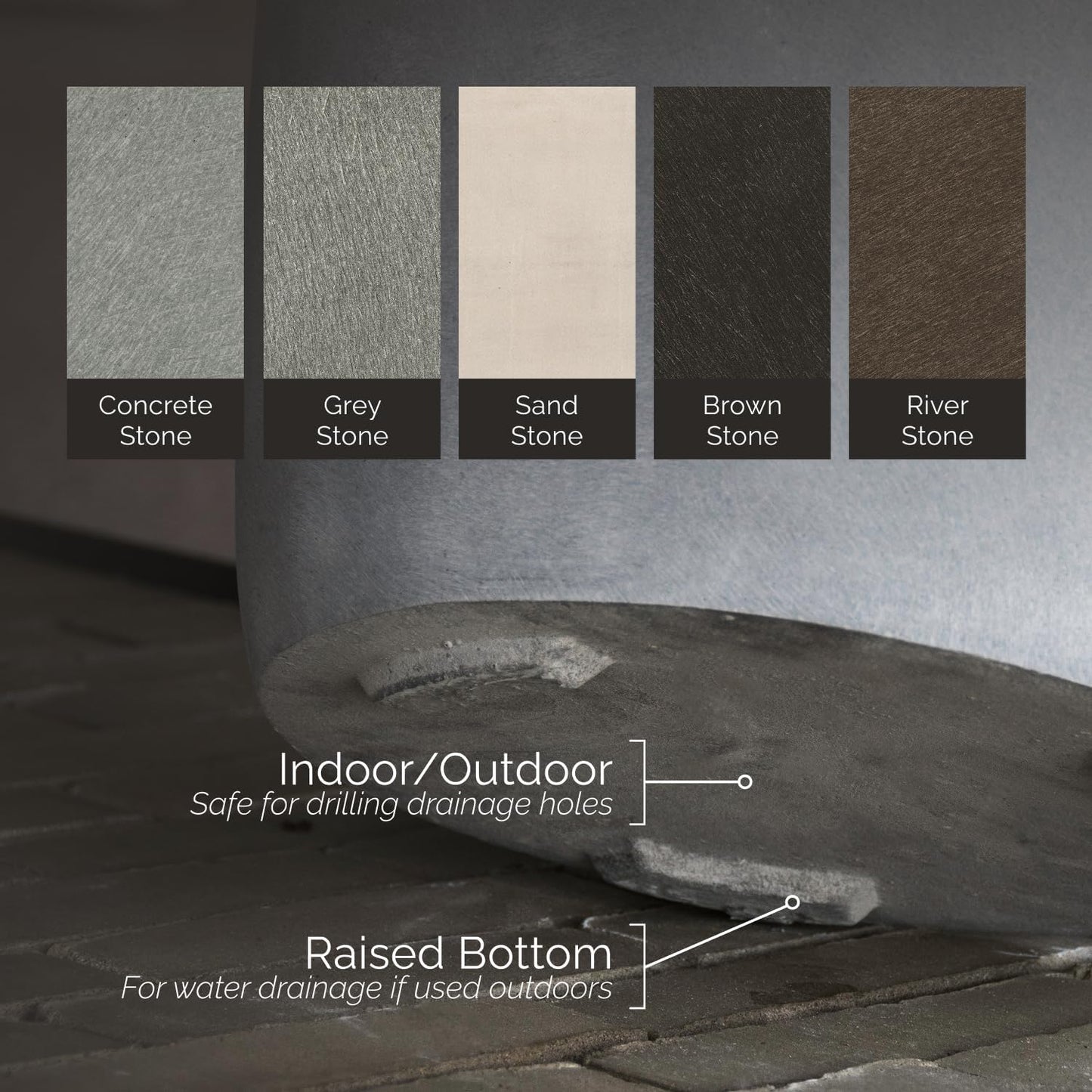 Mondo Large Planter – Sand Stone Finish – Fiberglass Indoor/Outdoor and Weather-Resistant Round Planter (33" D x 31.3" H Exterior, 31.5" D x 30.7" H Interior)