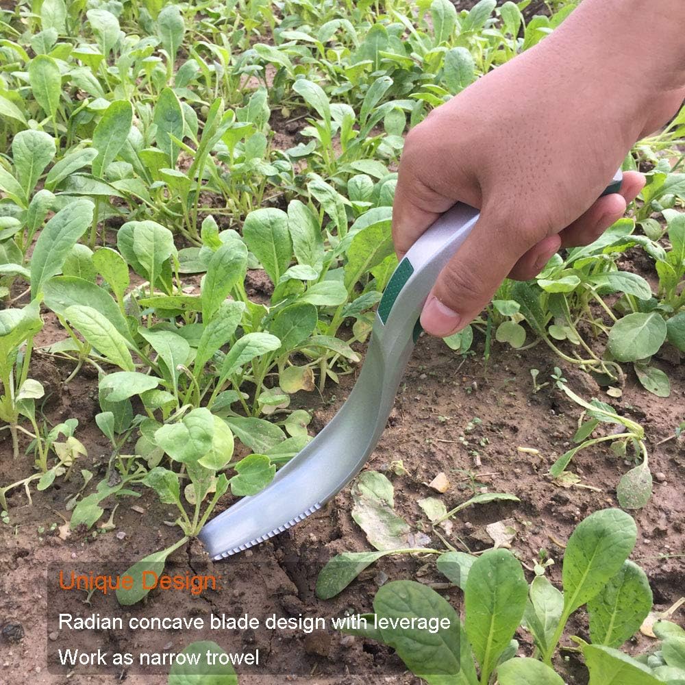 One-Piece Aluminum Gardening Weed Tools, Hand Garden Weeder Tool, Ergonomic Handle Best Weeding Tool, Weed Pull Tool with Serrated Edge, Grass Removal Tool
