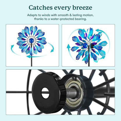 Garden Wind Spinners Outdoor, Metal Yard Spinner, Large Wind Spinner, Gift for Family Friends(84'' H x 24'' W)