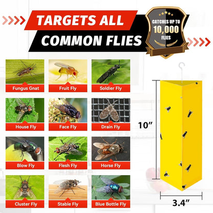 LULUCATCH Sticky Fly Traps, 10 Pack Fly Traps Indoor with Hanging Hook, Odorless Yellow Sticky Gnat Traps for Mosquitoes, Non-Toxic Bug Catchers for Fleas, Drain Flies, Moths, Insects