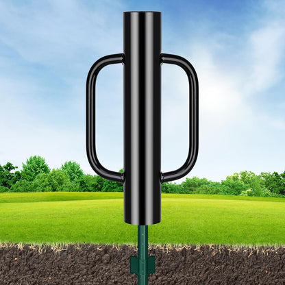 Gtongoko 8LB Fence Post Driver with Handles Heavy Duty T Post Driver Post Pounder for T-Posts, U Channel, Metal Post and Sign Post Pole Driver Tool, Black