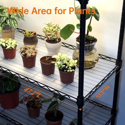 Indoor Greenhouse with Grow Light, Tall Plant Stand with 4 Pack Full Spectrum Plant Lights , 3 Color Modes, Plant Shelf with Tent for Indoor Plant, Seed Starting, Seed Tray, 47.2"x17.8"x70.9"