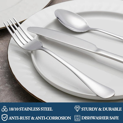32-Piece Dinner Fork Set, Stainless Steel Silverware, Cutlery, Mirror Polished, Dishwasher Safe - 8 Inch