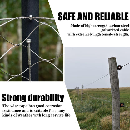 Metal Wire 1/8 inch Carbon Steel Galvanized Cable 100FT Length Aircraft Cable 7x7 Strand Core Picture Hanging Wire with 10 Pcs Thimbles and 20 Pcs Aluminum Sleeves
