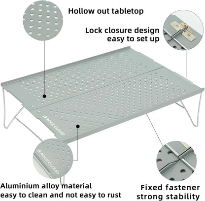 ROCK CLOUD Mini Compact Camping Table Ultralight Folding Table for Backpacking Camp Hiking Beach Picnic BBQ