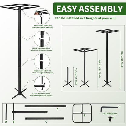 2 Pcs Adjustable Metal Dragon Fruit Plant Trellis 12" x 12" x 50" Durable Vertical Gardening Support Dragonfruit Trellis for Climbing Plants Trees Cactus Roses Vines Outdoor, Installation Required