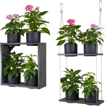 Urban Garden Decor with Pots Included, Hanging Planters for Indoor Outdoor Plants, Hanging Flowerpots, Wall Hanging Plant Holder Window Plant Shelves (Coffee Brown, Combo)