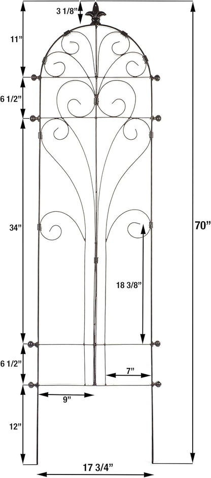 H Potter Garden Trellis for Climbing Plants Metal Outdoor Wall Decor or Flowers Roses Vine Ivy Clematis GAR214-R