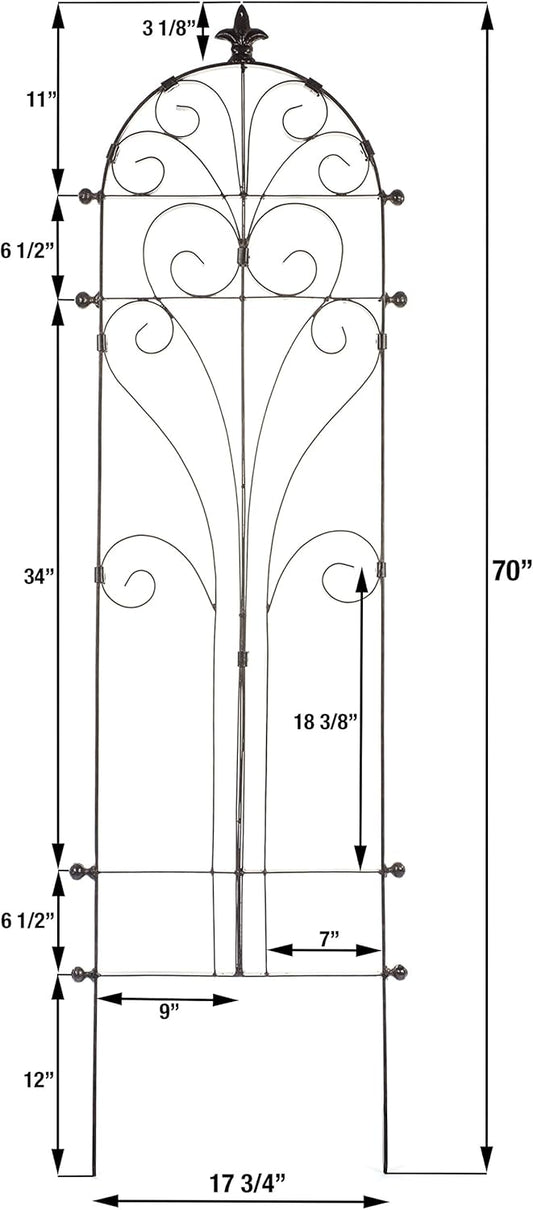 H Potter Garden Trellis for Climbing Plants Metal Outdoor Wall Decor or Flowers Roses Vine Ivy Clematis GAR214-R