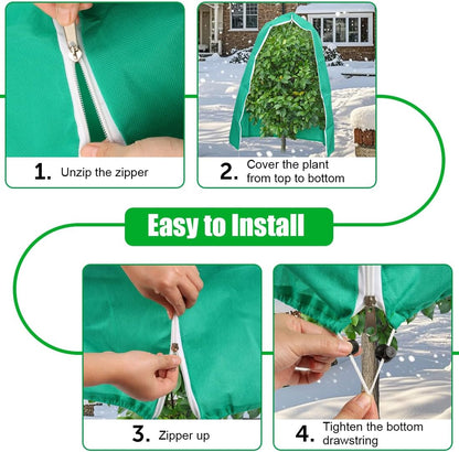 Plant Covers Freeze Protection 2-Pack, Frost Covers with Zipper Drawstring, Outdoor Winter Frost Cold Weather Shrubs Trees Jacket Covers (47.3" x 70.9",Green)