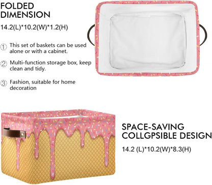 Ice Cream Rectangular Storage Basket Organizer Bin Shelf Baskets For Clothes Gifts For Home Office Dorm