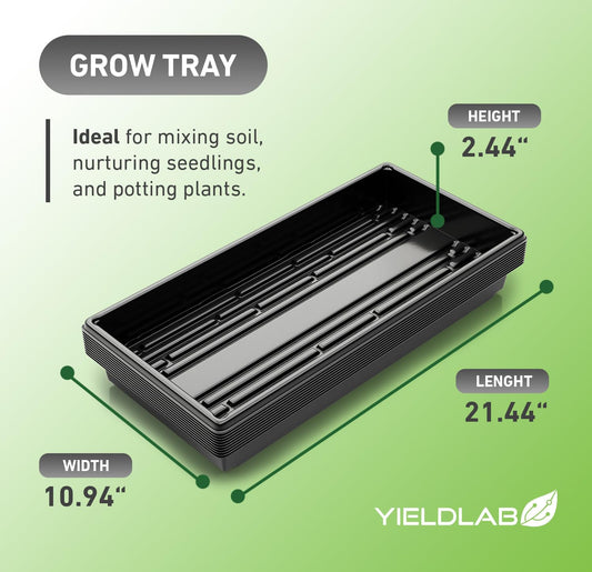 10x20 Inch Black Plastic 100 Pack Plant Propagation Tray – Growing Trays for Garden, Planting, Seedling, Soil & Hydroponic Horticulture - Microgreen Trays Grow Plants - No Drain Holes