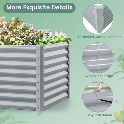 Raised Garden Bed, Metal Garden Planter with Open Bottom, Sprayed Plate & Thickened Corner Protectors, Outdoor Planter Box for Vegetables, Flowers & Herbs (Gray)