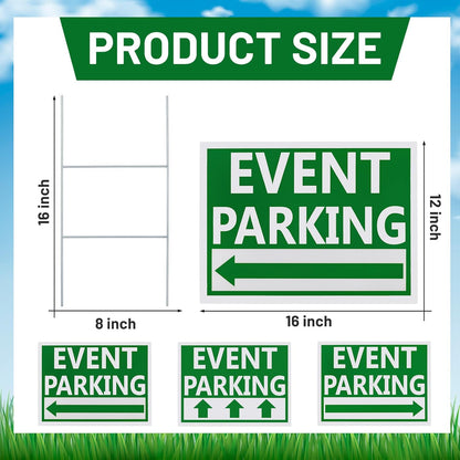 Juexica 9 Pieces 16 x 12 Inches Outdoor Event Parking Signs with Arrow Corrugated Plastic Yard Double Sided Event Signs Outdoor Directional Guest Parking(Green)
