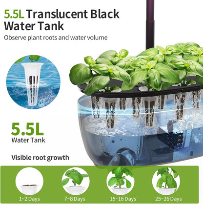 12-Pod Indoor Herb Garden Hydroponics Growing System Kit with LED Grow Light, Indoor Gardening System for Herbs, Vegetables, Lettuce on Countertop (Seeds NOT Included)
