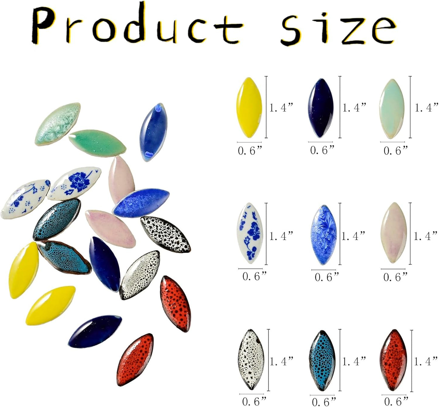70 Pieces Petal Ceramic Tiles Mosaic Tiles, Bulk Ceramic Mosaic Pieces Stepping Stone Crafts Making Supplies for Home Outdoor Floor Vase Tabletop Decoration - Dark Blue