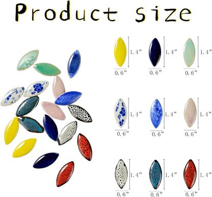 70 Pcs Petal Ceramics Mosaic Tiles for Crafts, Stained Ceramics Mosaic Supplies, Flower Leaves Mosaic Ceramics Pieces Kit for DIY Crafts Plates Picture Frames Home Decorations - Mixed Color