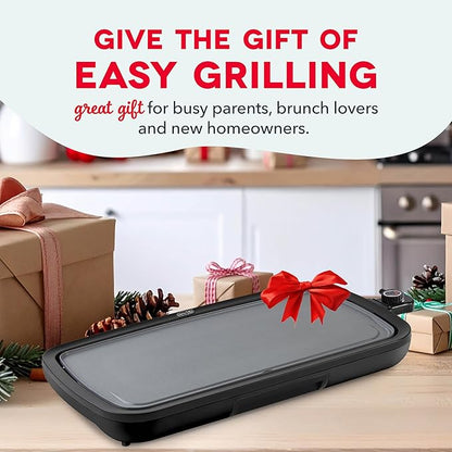 Dash Deluxe Everyday Griddle - Electric Griddle with Removable Plate - Nonstick, Easy-Clean Surface & Anti-Slip Base - Recipe Book Included - Gray