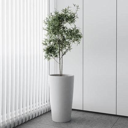 SnugNiture Set of 2 Round Tall Planters 22 Inch, Large Planter for Indoor Outdoor Plants, Modern Flower Pot Containers Large Decorative Tree Planter, White