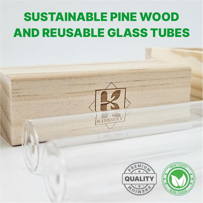 Plant Propagation Station - 3-Piece Wooden Stand with 4 Glass Test Tubes, Terrarium Vases for Plants, Hydroponic Propagation Planter for Home office Decor, Plant Lover Gift.
