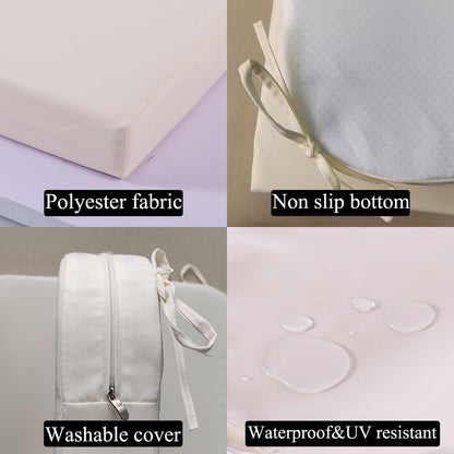 17 x 17 Inch Outdoor Seat Cushions for Patio Furniture with Non Slip and Ties Waterproof & UV Resistant Round Corner Outdoor Chair Cushions Replacement Set of 2, Beige