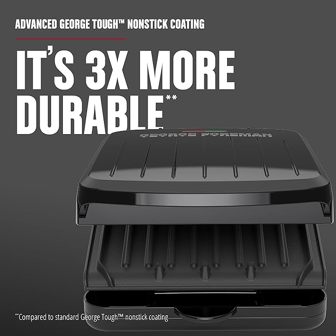 George Foreman 2-Serving Classic Plate Electric Indoor Grill and Panini Press,Black,GRS040B,(Pack of 2)