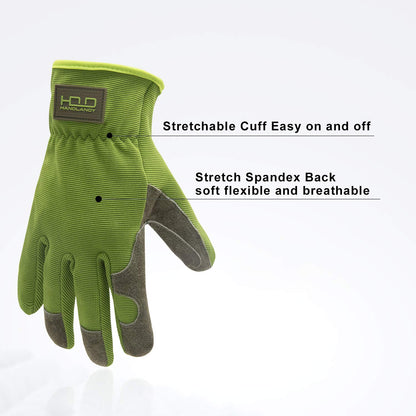 HLDD HANDLANDY 2 Pairs Leather Gardening Gloves for Men, Utility Work Gloves for Gardening, Yardwork, Construction, Mechanics, Great Garden Gifts for Men Women