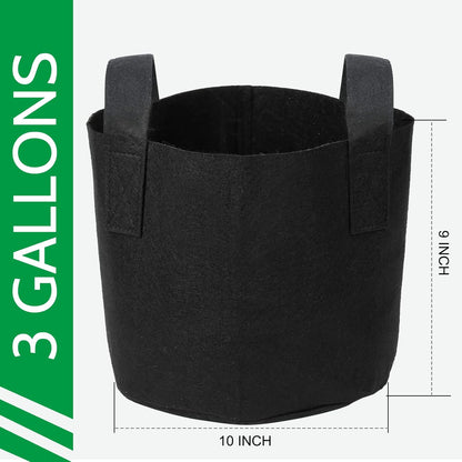 JERIA 12-Pack 3 Gallon, Vegetable/Flower/Plant Grow Bags, Aeration Fabric Pots with Handles (Black), Come with 12 Pcs Plant Labels