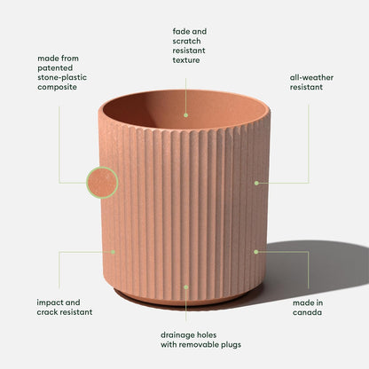 Veradek Demi Series Round Planter for Porch, Patio, Backyard | Durable Plastic-Stone Composite Material | Modern Décor for Tall Plants, Flowers