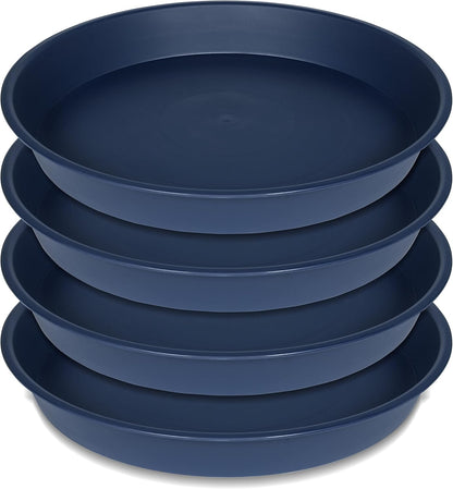 4 Pack of 14 inch Plant Saucers Bird Bath Bow Round, Plastic Plant Saucer Tray for Pots, White Planters for Indoor Plants, Plant Trays for Planter 12-15" (14", Blue)
