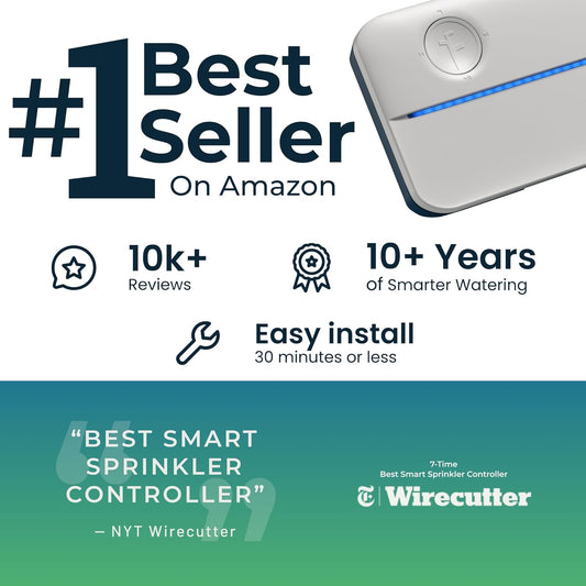 Rachio WiFi Smart Sprinkler Controller (8-Zone Irrigation Remote Control) – App-Based Scheduling, Local Weather Intelligence, Rain Skips, Easy DIY Install
