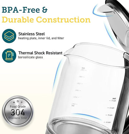 COSORI Electric Kettle Temperature Control with 6 Presets, 60min Keep Warm 1.7L Electric Tea Kettle & Hot Water Boiler, 304 Stainless Steel Filter, Auto-Off & Boil-Dry Protection, BPA Free, Black
