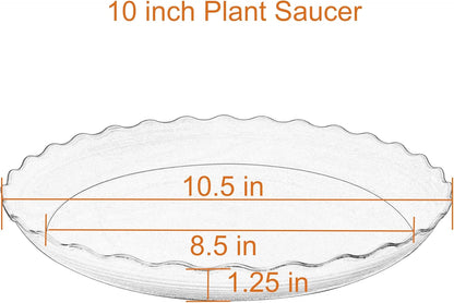 6 Pack Plant Saucer 10 inch, Heavy Duty Plastic Plant Saucers, Durable Plant Tray for Pots, Flower Saucers for Indoors, Plant Pot Saucers, Trays for Planter (Beige)