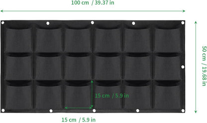 ZOENHOU 2 Pack Total 36 Roomy Pockets Horizontal Garden Planter, Waterproof Wall-Hanging Flower Pot Bags, Felt Wall Mount Balcony Planter Pouch for Herbs, Succulent, Flowers and Vegetables