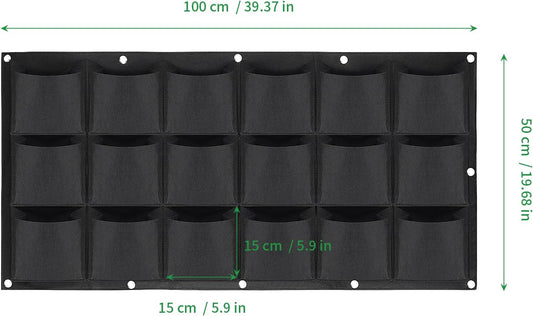ZOENHOU 2 Pack Total 36 Roomy Pockets Horizontal Garden Planter, Waterproof Wall-Hanging Flower Pot Bags, Felt Wall Mount Balcony Planter Pouch for Herbs, Succulent, Flowers and Vegetables