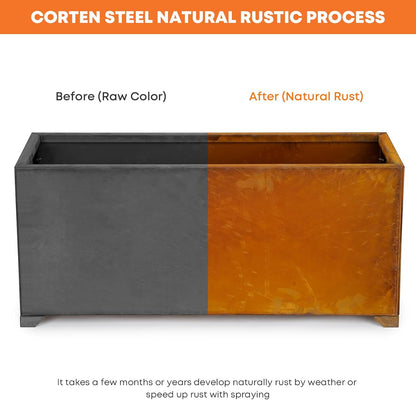 Stanbroil Corten Steel Rectangle Outdoor Planter Box, Heavy & Naturally Rust Metal Planter Box for Patio, Porch, Garden, Commercial Décor, 38 x14 x16 Inch
