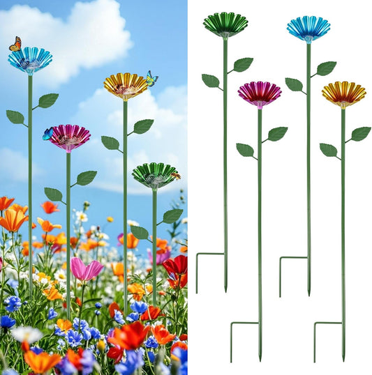 Bee Watering Station, 4 Pcs Metal Bee Water Feeder for Garden, Pollinator Water Feeder for Bees and Butterflies for Thirsty Pollinators（Red, Yellow, Blue, Green）