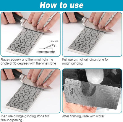 Diamond Sharpening Stone Set,10 Pcs Diamond Lapping Plate Coarse/Medium/Fine Grit Sharpener, 180/240/400/600/800/1000/1200/1500/2000+2500 Grit, Perfect Assistance Sharpener Angle Guide
