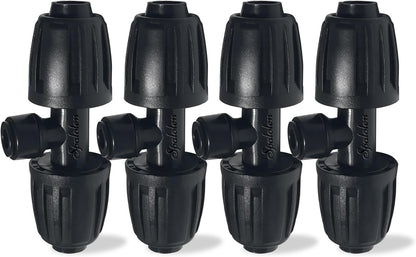 4 Pack 1/2'' to 1/4'' Drip Irrigation Fittings, Push-to-Connect 3 Way Drip Irrigation Part Barbed Tee Connectors, Anti-Leak Locked Splitter Fitting for 1/2" Irrigation Tubing (0.6''-0.67''OD)