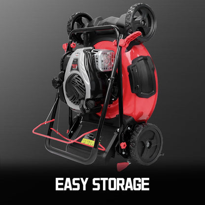 PowerSmart Gas Lawn Mower 21-inch with 140cc Briggs and Stratton E550 Engine, 3-in-1 Push Mower with Mulch, Bagger, Side-Discharge