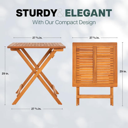 IDZO Legolas FSC Acacia Wooden Folding Table, Heavy Duty 270lbs Capacity, Elegant & Rustic Design for Garden, Backyard, Porch, Patio, Easy Assembly