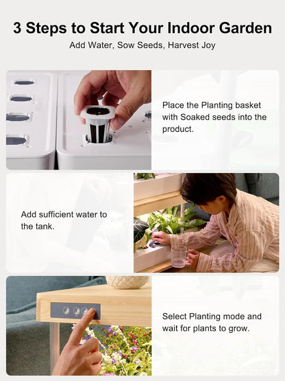 GROWNEER HydroEasy1.0 Hydroponics Growing System Kit, Beginner-Friendly Indoor Garden for Vegetable Fruit Herb, Walnut Design, Perfect Gift Idea, Full-Spectrum LED Lights for Maximum Growth