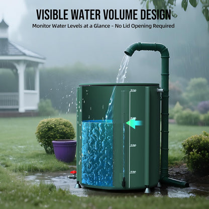 Collapsible Rain Barrel Water Collection System - 53 Gallon Portable Water Storage Tank,Foldable Rainwater Collect System Downspout, Water Catcher Container with Filter, Spigots＆Overflow Kit