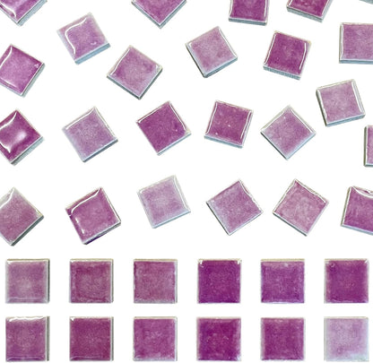 50 Pieces Purple Red Mosaic Tile for Crafts 1" Ceramic Tile Assorted Colors Square Ceramic Mosaic Project Supplies for Photo Frame Mosaic Stepping Stones Bath Old Pool Furniture Decor