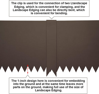 Steel Landscape Edging 40 Inch Strips, Steel Edging 4 Inch Depth, 6 Pack Hammer in Landscape Edging, Metal Landscape Edging, Metal Edging for Landscaping（Brown